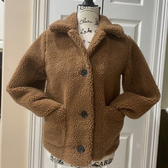 ABERCOMBIE & FITCH JACKET TEDDY BEAR TAN SZ XS COZZY TRENDY VERSATILE AESTHETIC - Picture 7 of 13